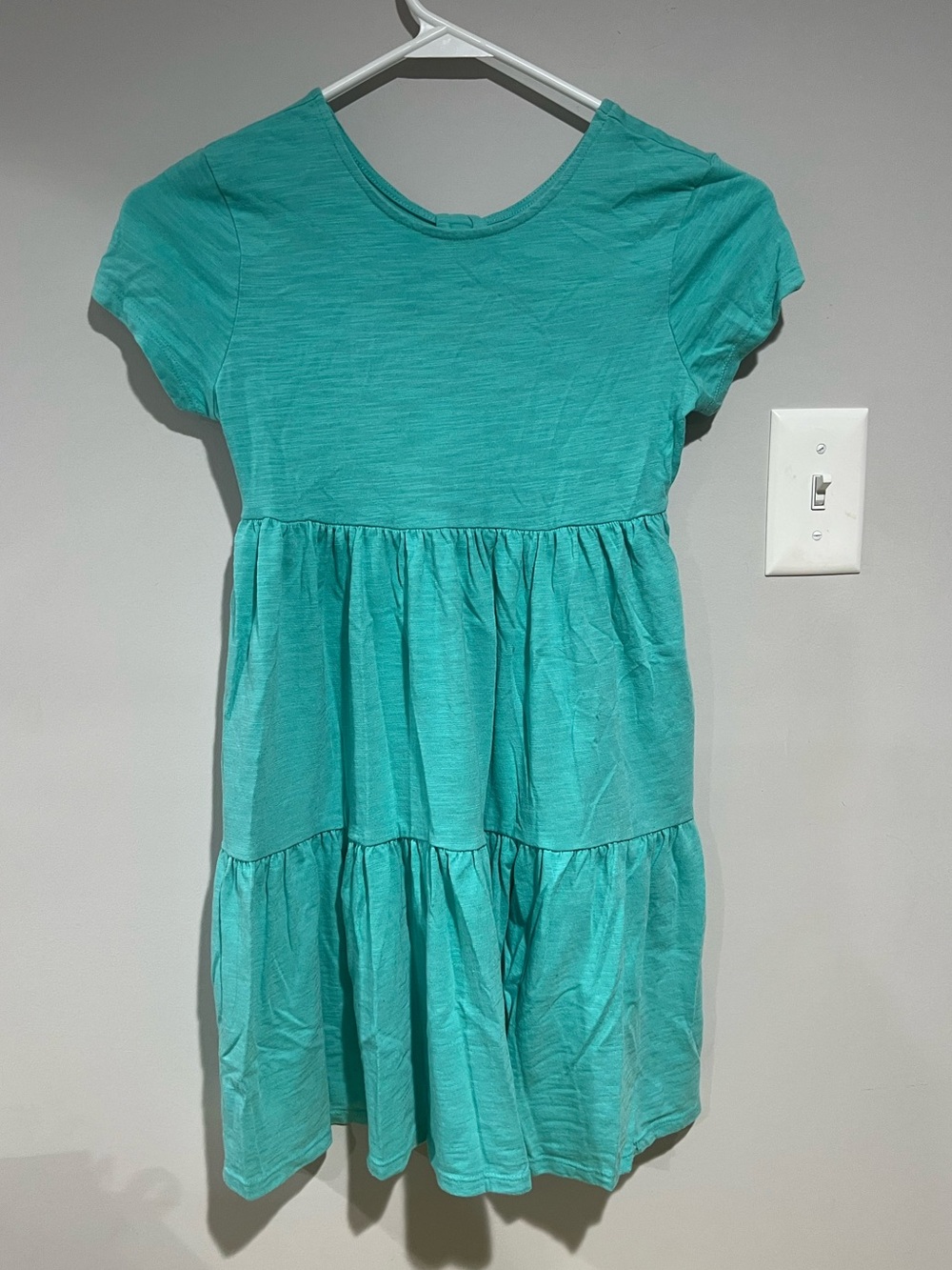 Cat & Jack Teal Tiered Short-Sleeve turquoise Dress, size: M(8)